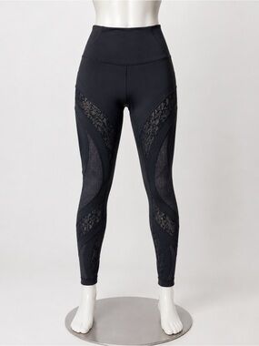 lululemon athletica Black High-Rise Lace-Panel Leggings